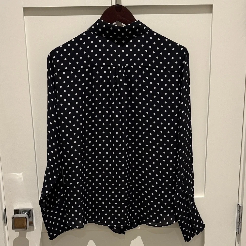 Carolina Herrera CH Polka Dot Silk Shirt - Black and White - Picture 8 of 10